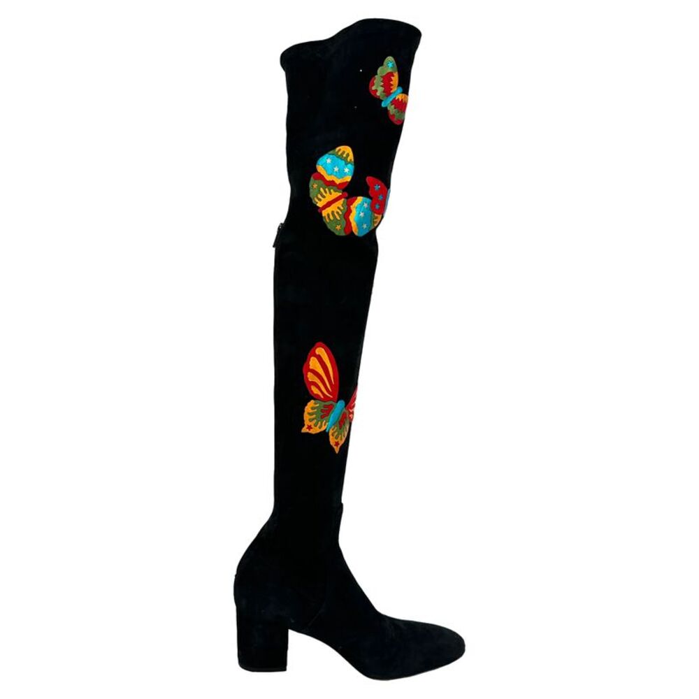 Valentino Garavani Butterfly Over-The-Knee Boots in Black Suede